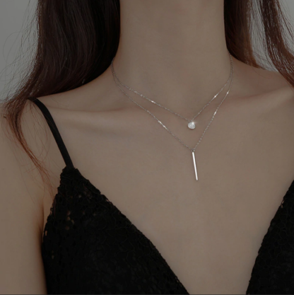 Collar Doble Cadena de Plata de Ley 925